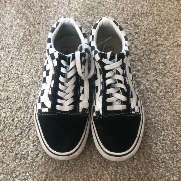 vans old skool black & white checkered platform shoes